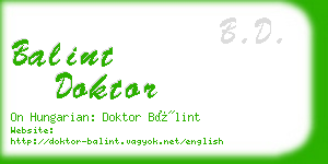 balint doktor business card